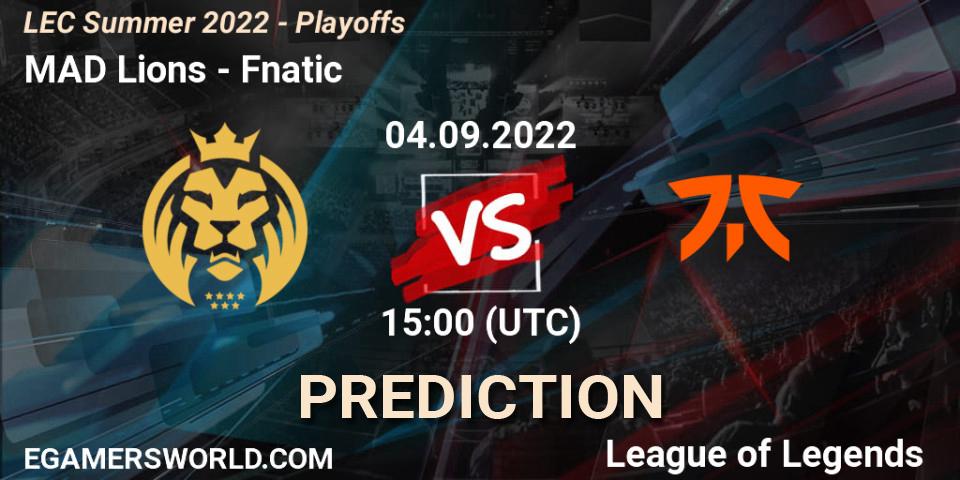 Pronósticos MAD Lions - Fnatic. 04.09.22. LEC Summer 2022 - Playoffs - LoL
