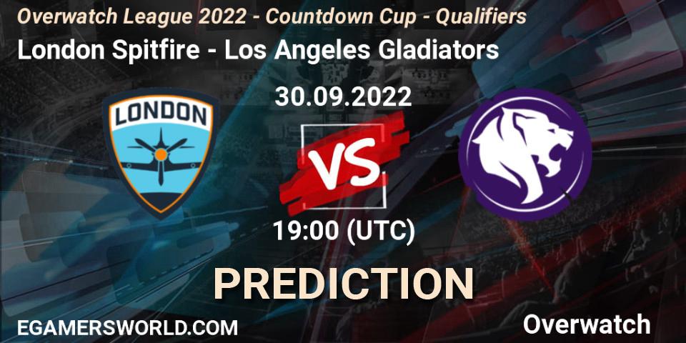 Pronósticos London Spitfire - Los Angeles Gladiators. 30.09.22. Overwatch League 2022 - Countdown Cup - Qualifiers - Overwatch