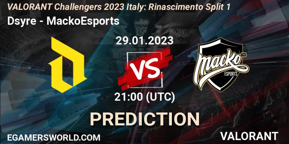 Pronósticos Dsyre - MackoEsports. 29.01.23. VALORANT Challengers 2023 Italy: Rinascimento Split 1 - VALORANT