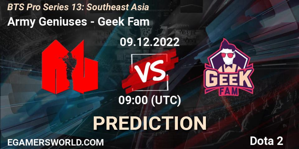 Pronósticos Army Geniuses - Geek Fam. 09.12.22. BTS Pro Series 13: Southeast Asia - Dota 2