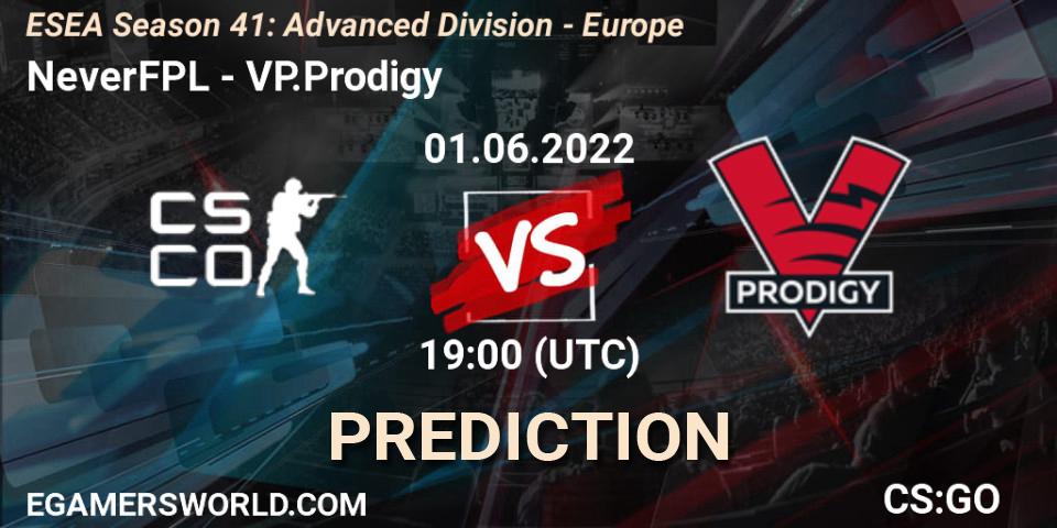 Pronósticos NeverFPL - VP.Prodigy. 01.06.2022 at 19:00. ESEA Season 41: Advanced Division - Europe - Counter-Strike (CS2)