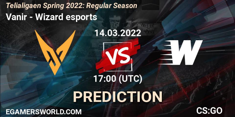 Pronósticos Vanir - Wizard esports. 14.03.2022 at 17:00. Telialigaen Spring 2022: Regular Season - Counter-Strike (CS2)