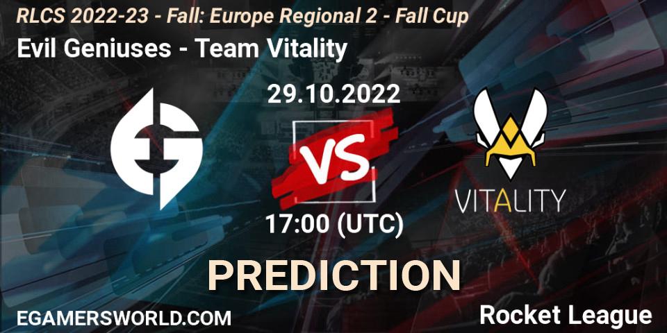 Pronósticos Evil Geniuses - Team Vitality. 29.10.22. RLCS 2022-23 - Fall: Europe Regional 2 - Fall Cup - Rocket League