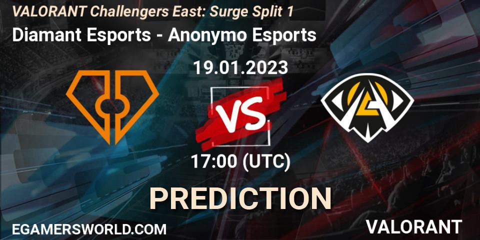 Pronósticos Diamant Esports - Anonymo Esports. 19.01.23. VALORANT Challengers 2023 East: Surge Split 1 - VALORANT