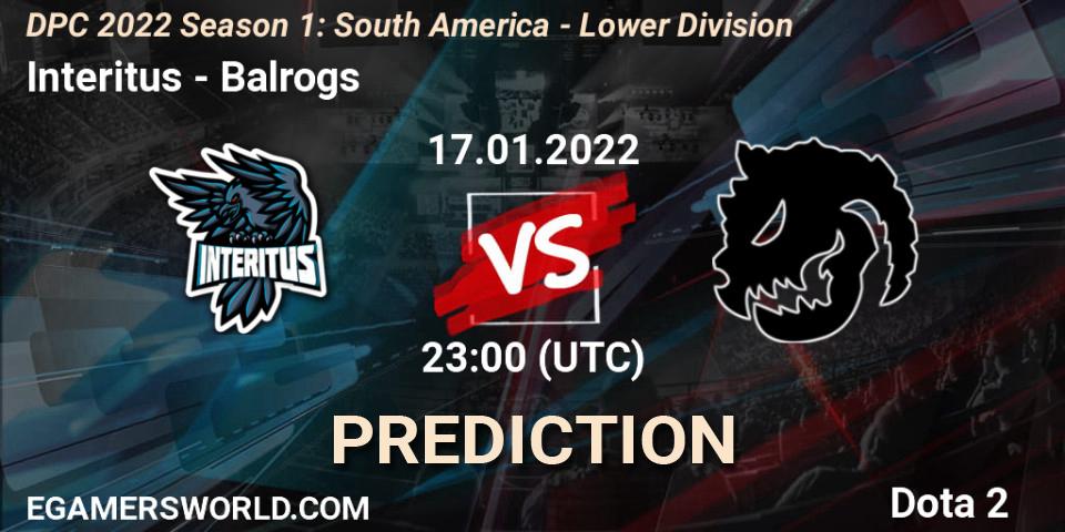 Pronósticos Interitus - Balrogs. 17.01.22. DPC 2022 Season 1: South America - Lower Division - Dota 2