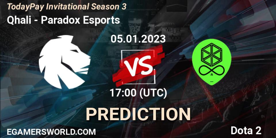 Pronósticos Qhali - Paradox Esports. 05.01.2023 at 17:02. TodayPay Invitational Season 3 - Dota 2