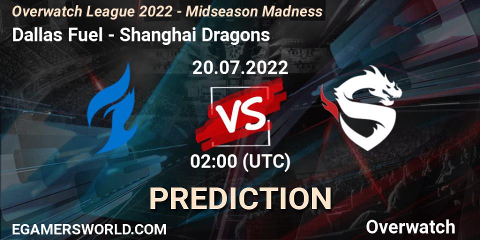 Pronósticos Dallas Fuel - Shanghai Dragons. 20.07.22. Overwatch League 2022 - Midseason Madness - Overwatch