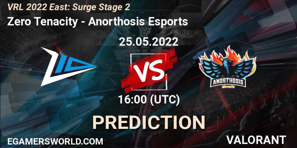 Pronósticos Zero Tenacity - Anorthosis Esports. 25.05.2022 at 16:00. VRL 2022 East: Surge Stage 2 - VALORANT