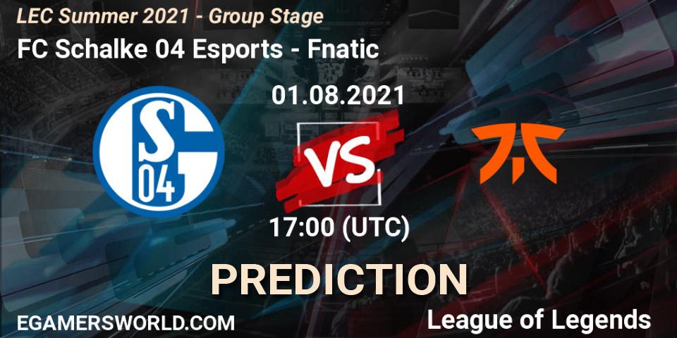 Pronósticos FC Schalke 04 Esports - Fnatic. 01.08.21. LEC Summer 2021 - Group Stage - LoL