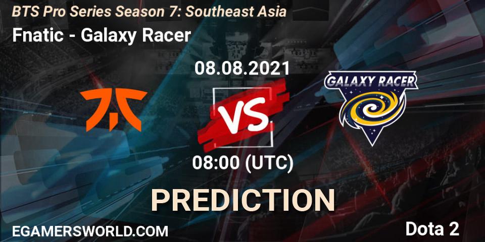 Pronósticos Fnatic - Galaxy Racer. 08.08.2021 at 08:04. BTS Pro Series Season 7: Southeast Asia - Dota 2