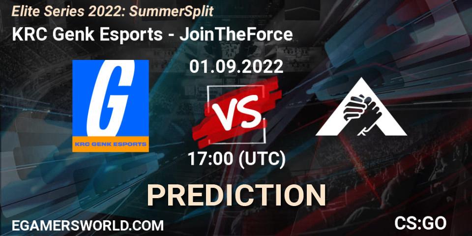 Pronósticos KRC Genk Esports - JoinTheForce. 01.09.22. Elite Series 2022: Summer Split - CS2 (CS:GO)