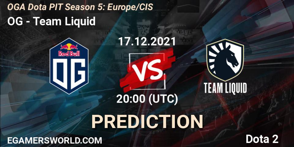 Pronósticos OG - Team Liquid. 17.12.2021 at 19:20. OGA Dota PIT Season 5: Europe/CIS - Dota 2