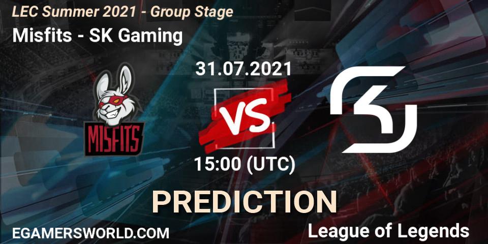Pronósticos Misfits - SK Gaming. 31.07.21. LEC Summer 2021 - Group Stage - LoL