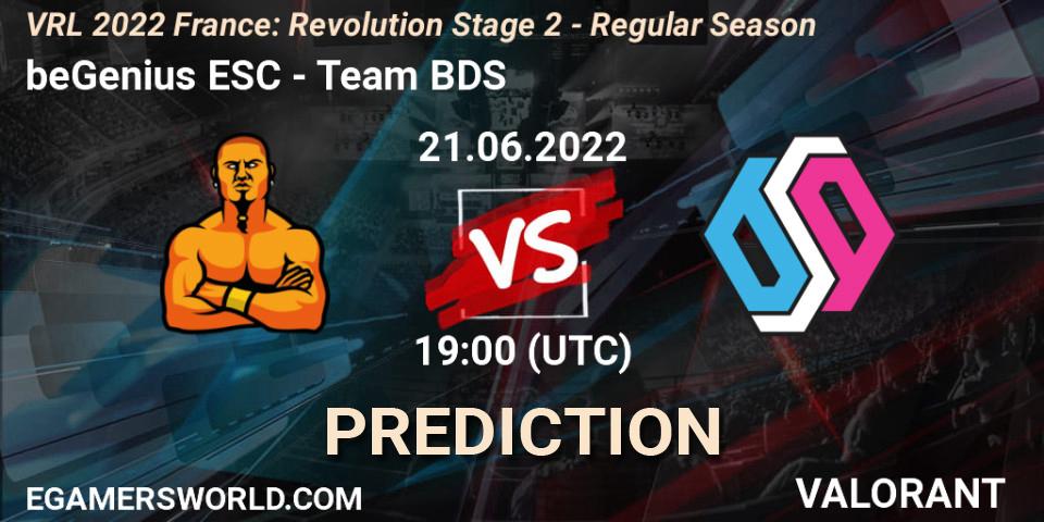 Pronósticos beGenius ESC - Team BDS. 21.06.2022 at 19:25. VRL 2022 France: Revolution Stage 2 - Regular Season - VALORANT