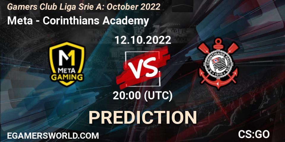 Pronósticos Meta Gaming Brasil - Corinthians Academy. 12.10.2022 at 20:00. Gamers Club Liga Série A: October 2022 - Counter-Strike (CS2)