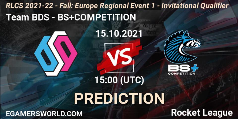 Pronósticos Team BDS - BS+COMPETITION. 15.10.2021 at 15:00. RLCS 2021-22 - Fall: Europe Regional Event 1 - Invitational Qualifier - Rocket League