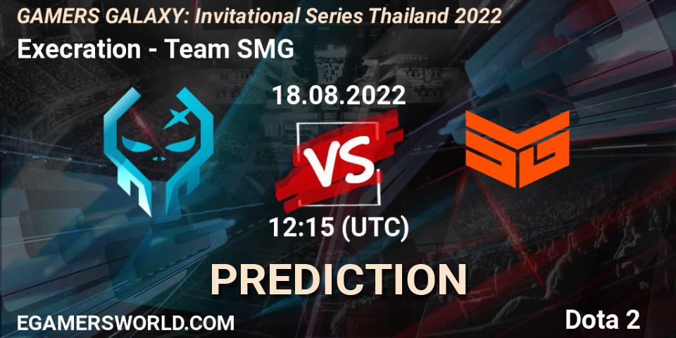 Pronósticos Execration - Team SMG. 18.08.2022 at 11:35. GAMERS GALAXY: Invitational Series Thailand 2022 - Dota 2