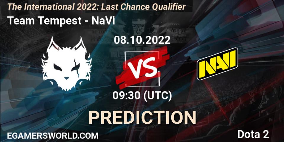 Pronósticos Team Tempest - NaVi. 08.10.2022 at 08:59. The International 2022: Last Chance Qualifier - Dota 2