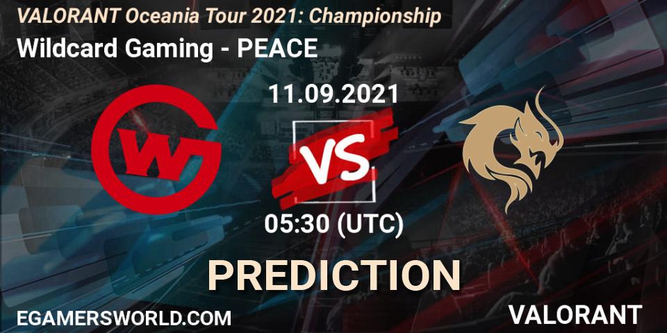 Pronósticos Wildcard Gaming - PEACE. 11.09.2021 at 05:30. VALORANT Oceania Tour 2021: Championship - VALORANT