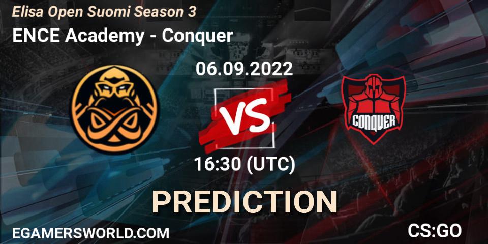 Pronósticos ENCE Academy - Conquer. 06.09.2022 at 16:30. Elisa Open Suomi Season 3 - Counter-Strike (CS2)