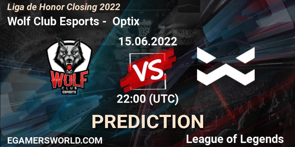 Pronósticos Wolf Club Esports - Optix. 15.06.2022 at 22:00. Liga de Honor Closing 2022 - LoL