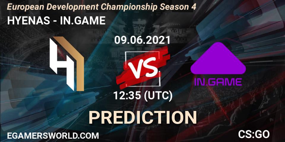 Pronósticos HYENAS - IN.GAME. 09.06.2021 at 12:45. European Development Championship Season 4 - Counter-Strike (CS2)