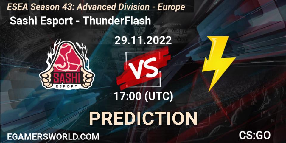 Pronósticos Sashi Esport - ThunderFlash. 29.11.22. ESEA Season 43: Advanced Division - Europe - CS2 (CS:GO)