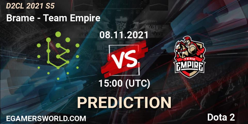 Pronósticos Brame - Team Empire. 08.11.2021 at 15:01. Dota 2 Champions League 2021 Season 5 - Dota 2