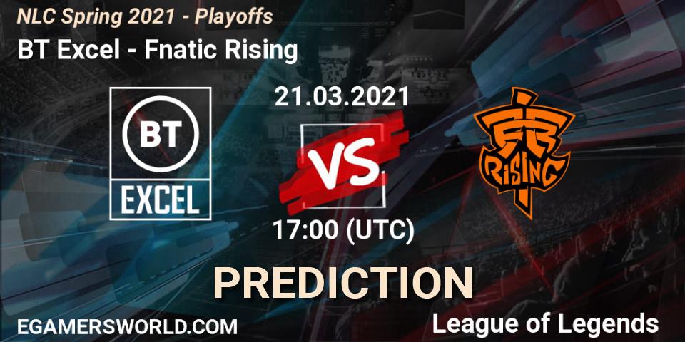 Pronósticos BT Excel - Fnatic Rising. 21.03.2021 at 17:00. NLC Spring 2021 - Playoffs - LoL