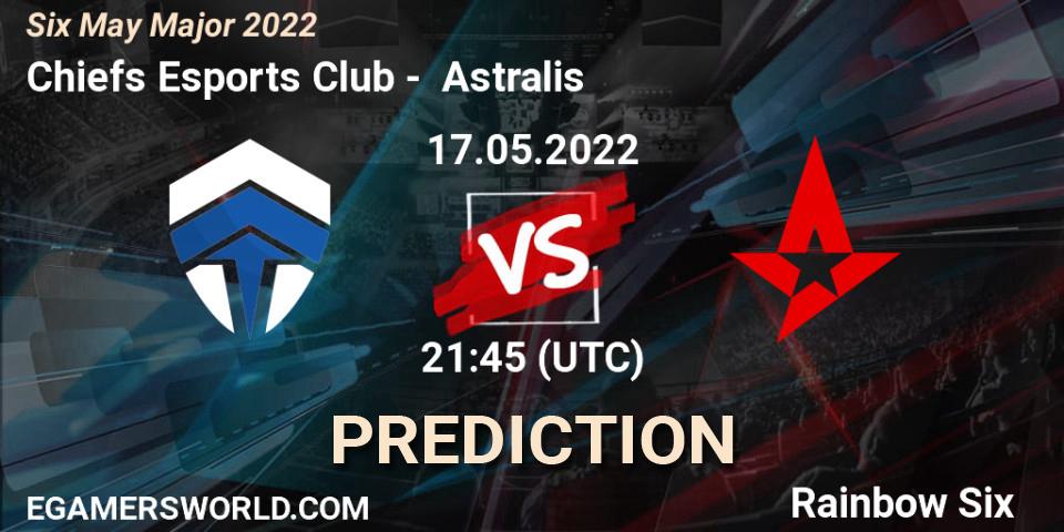 Pronósticos Chiefs Esports Club - Astralis. 17.05.2022 at 21:45. Six Charlotte Major 2022 - Rainbow Six