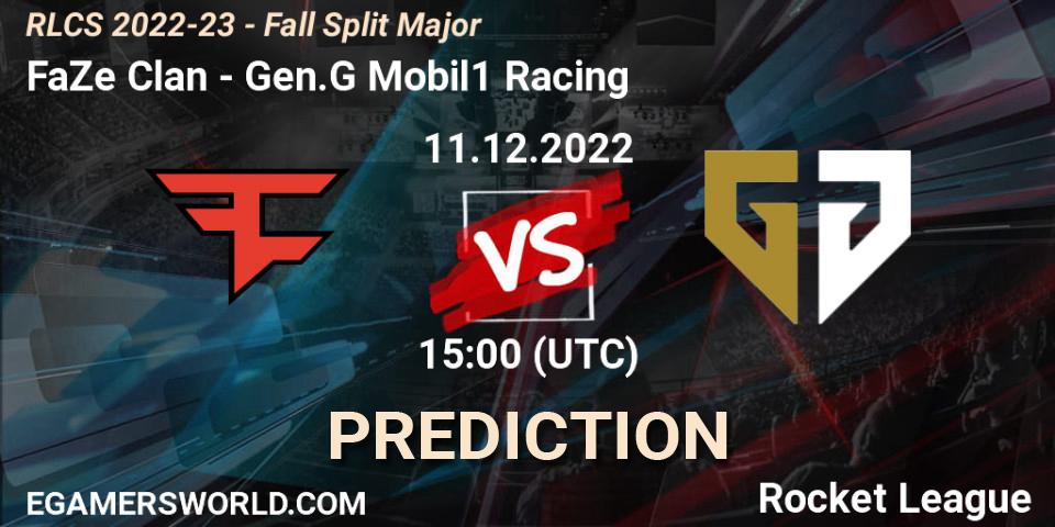 Pronósticos FaZe Clan - Gen.G Mobil1 Racing. 11.12.2022 at 15:10. RLCS 2022-23 - Fall Split Major - Rocket League