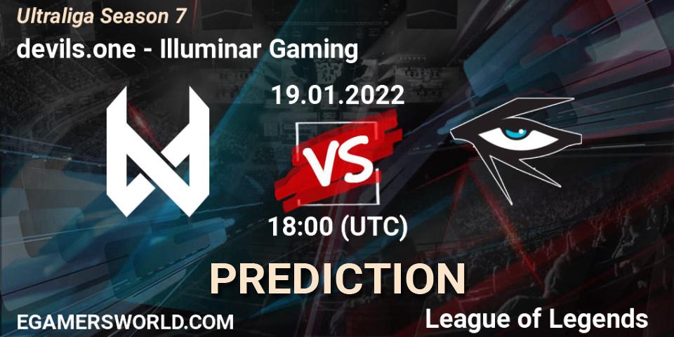 Pronósticos devils.one - Illuminar Gaming. 19.01.2022 at 18:00. Ultraliga Season 7 - LoL