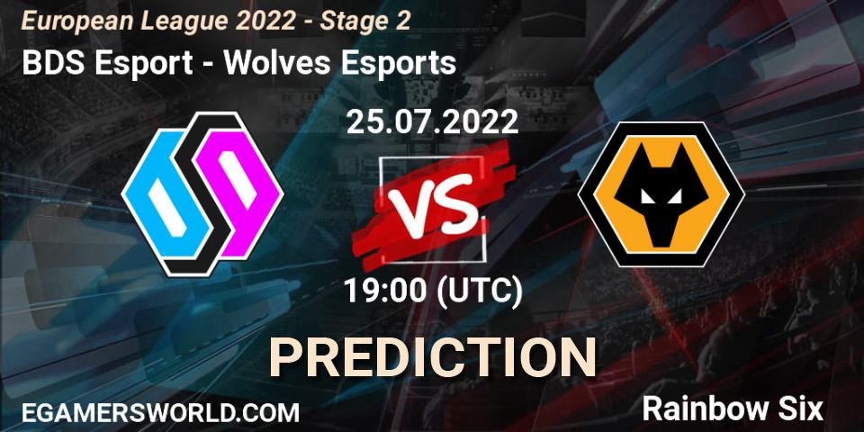 Pronósticos BDS Esport - Wolves Esports. 25.07.2022 at 18:00. European League 2022 - Stage 2 - Rainbow Six