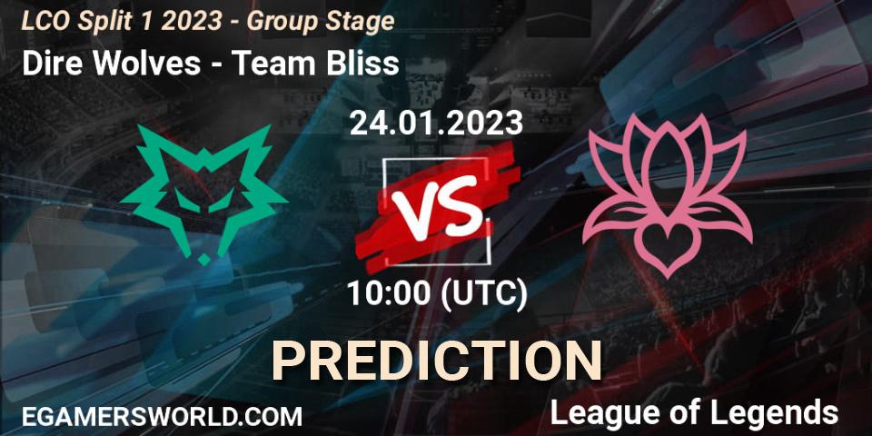 Pronósticos Dire Wolves - Team Bliss. 24.01.23. LCO Split 1 2023 - Group Stage - LoL