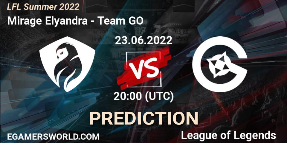 Pronósticos Mirage Elyandra - Team GO. 23.06.2022 at 20:00. LFL Summer 2022 - LoL