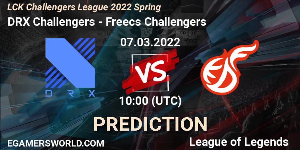 Pronósticos DRX Challengers - Freecs Challengers. 07.03.2022 at 10:00. LCK Challengers League 2022 Spring - LoL