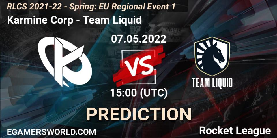 Pronósticos Karmine Corp - Team Liquid. 07.05.22. RLCS 2021-22 - Spring: EU Regional Event 1 - Rocket League