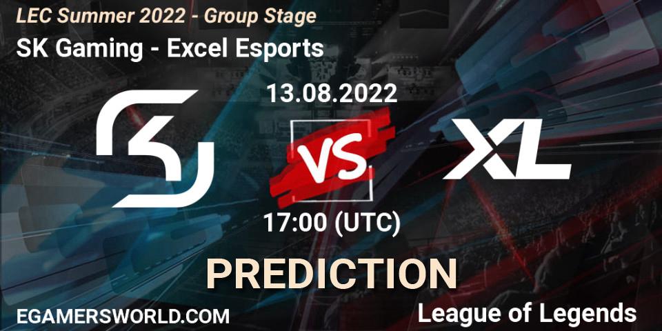 Pronósticos SK Gaming - Excel Esports. 13.08.2022 at 17:00. LEC Summer 2022 - Group Stage - LoL