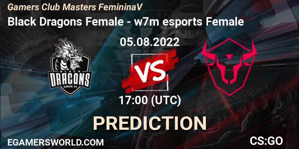 Pronósticos Black Dragons Female - w7m esports Female. 05.08.2022 at 17:00. Gamers Club Masters Feminina V - Counter-Strike (CS2)
