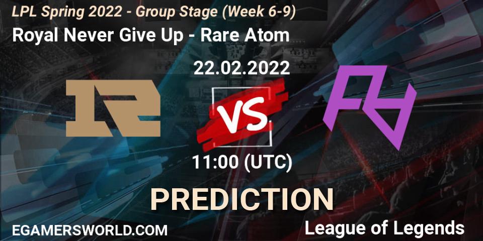 Pronósticos Royal Never Give Up - Rare Atom. 22.02.22. LPL Spring 2022 - Group Stage (Week 6-9) - LoL