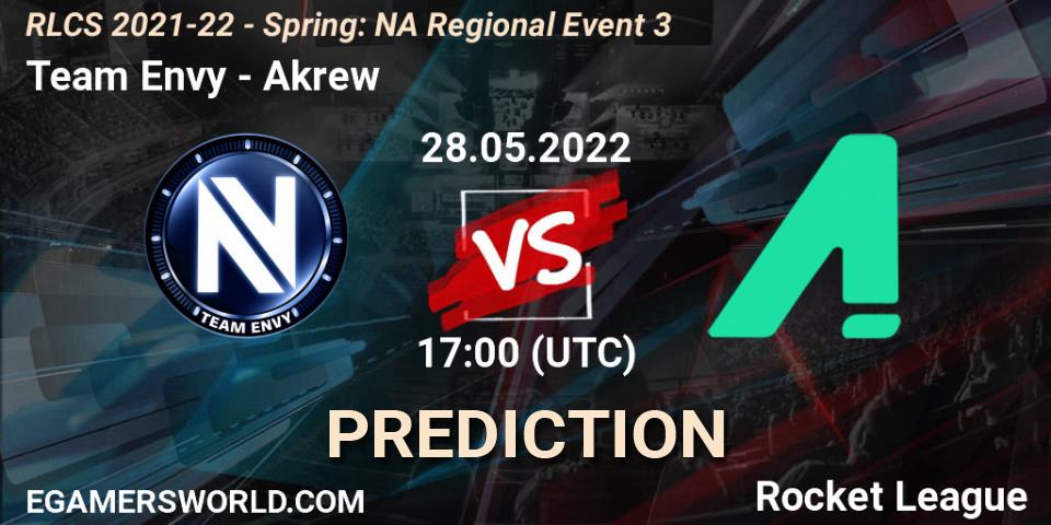 Pronósticos Team Envy - Akrew. 28.05.22. RLCS 2021-22 - Spring: NA Regional Event 3 - Rocket League