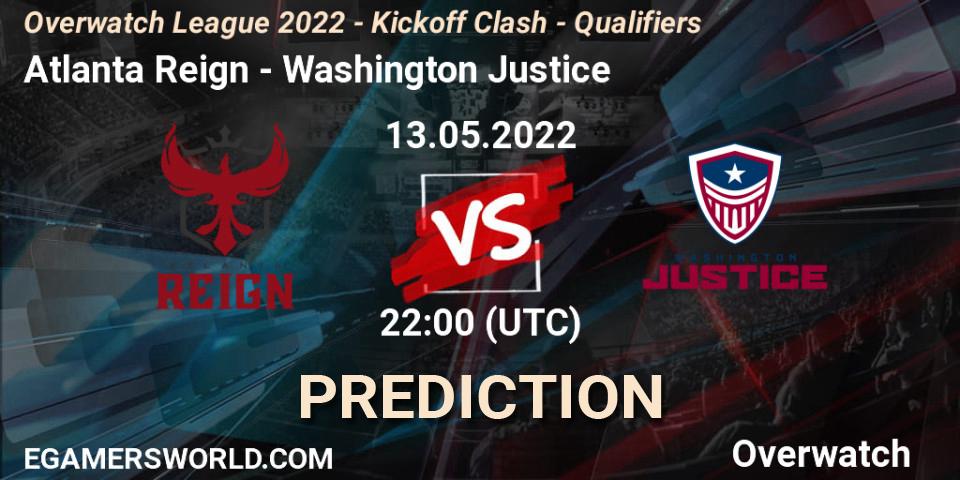 Pronósticos Atlanta Reign - Washington Justice. 13.05.22. Overwatch League 2022 - Kickoff Clash - Qualifiers - Overwatch