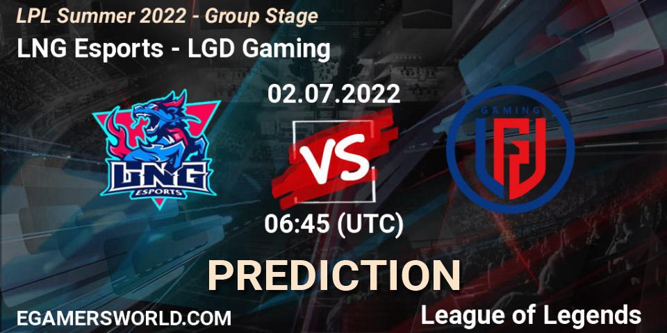 Pronósticos LNG Esports - LGD Gaming. 02.07.22. LPL Summer 2022 - Group Stage - LoL