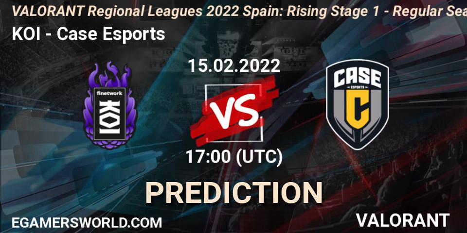 Pronósticos KOI - Case Esports. 15.02.2022 at 17:00. VALORANT Regional Leagues 2022 Spain: Rising Stage 1 - Regular Season - VALORANT
