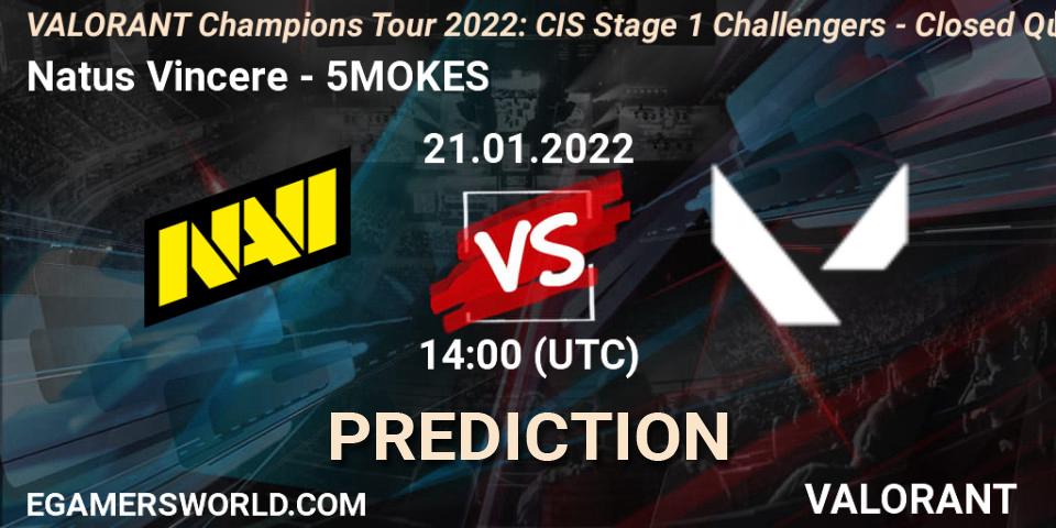 Pronósticos Natus Vincere - 5MOKES. 21.01.2022 at 14:00. VCT 2022: CIS Stage 1 Challengers - Closed Qualifier 2 - VALORANT