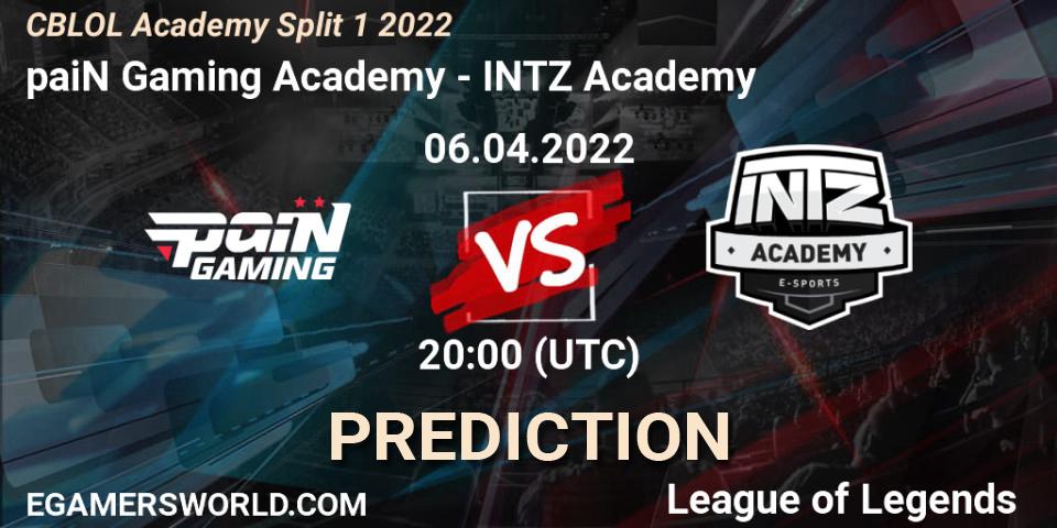 Pronósticos paiN Gaming Academy - INTZ Academy. 06.04.2022 at 19:00. CBLOL Academy Split 1 2022 - LoL