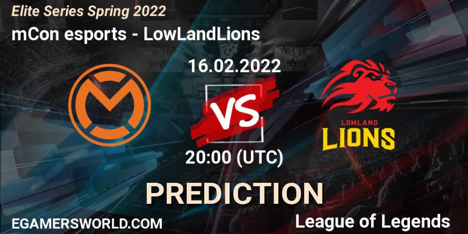 Pronósticos mCon esports - LowLandLions. 16.02.22. Elite Series Spring 2022 - LoL
