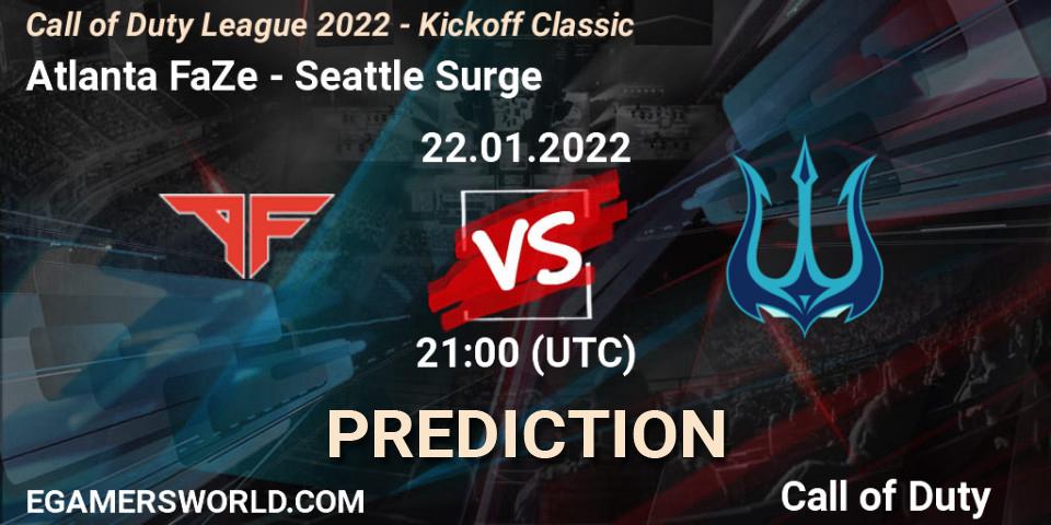 Pronósticos Atlanta FaZe - Seattle Surge. 22.01.22. Call of Duty League 2022 - Kickoff Classic - Call of Duty