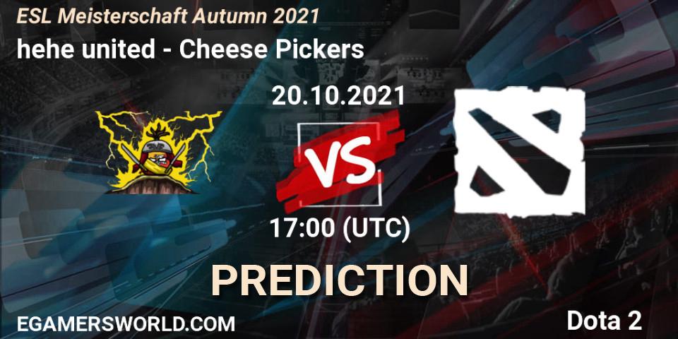 Pronósticos hehe united - Cheese Pickers. 20.10.2021 at 16:58. ESL Meisterschaft Autumn 2021 - Dota 2