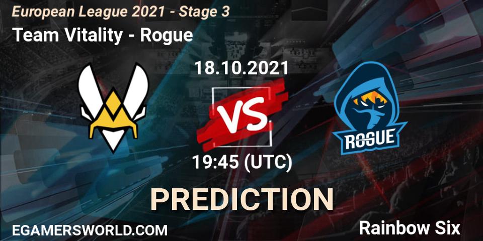 Pronósticos Team Vitality - Rogue. 21.10.21. European League 2021 - Stage 3 - Rainbow Six